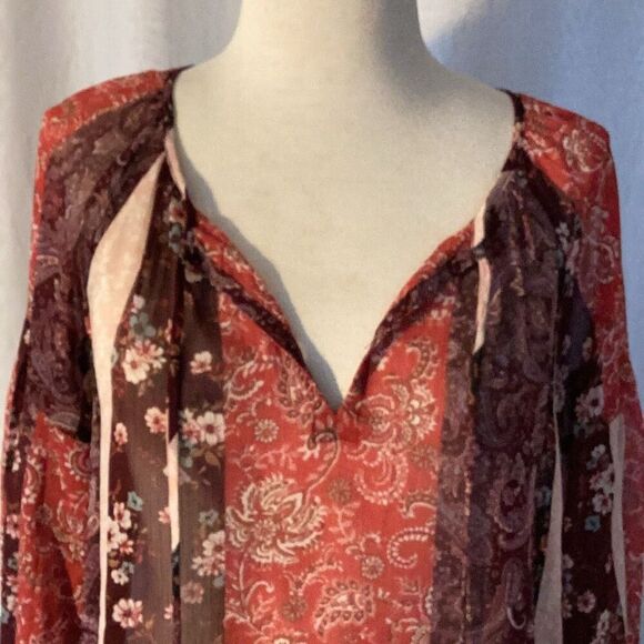 Lovestitch Chiffon Boho Long Sleeve Top Blouse Women’s Small - Picture 5 of 9